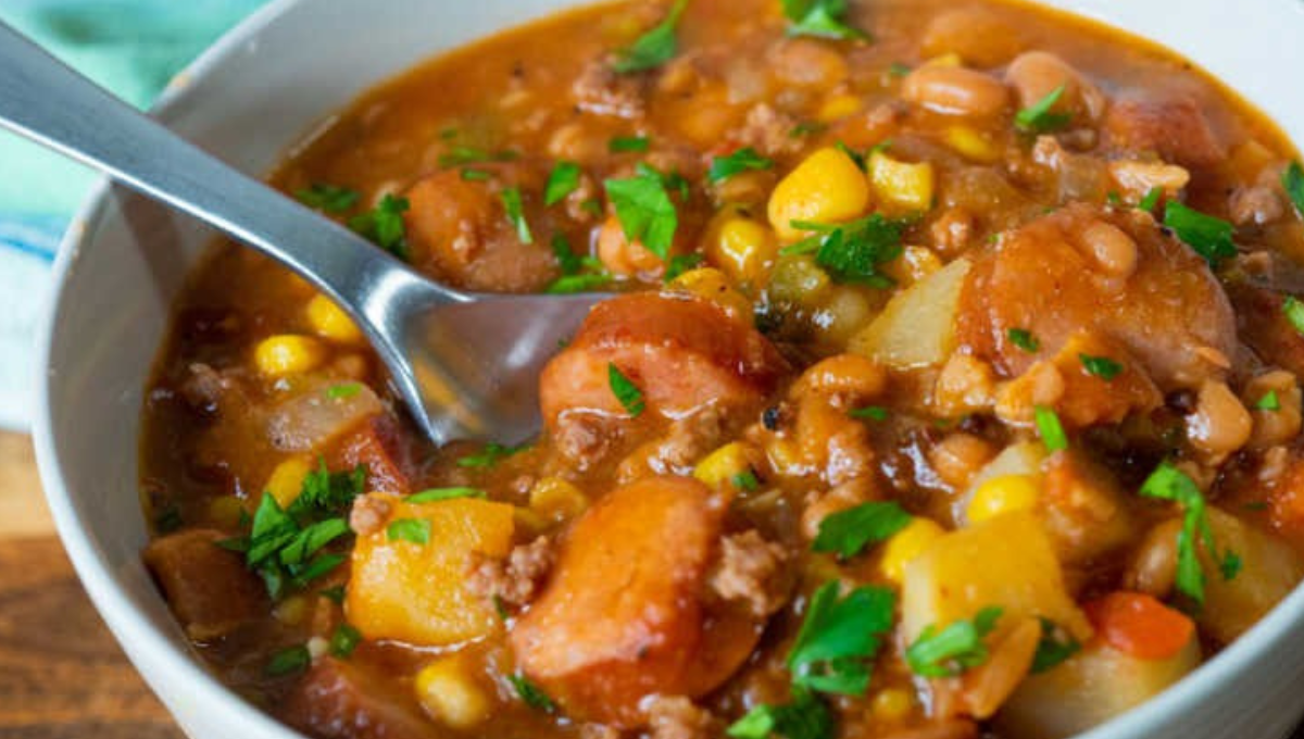 Close up photo of a cowboy stew