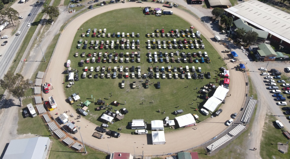 Photo of a Toyota Landcruiser exhibit on the field